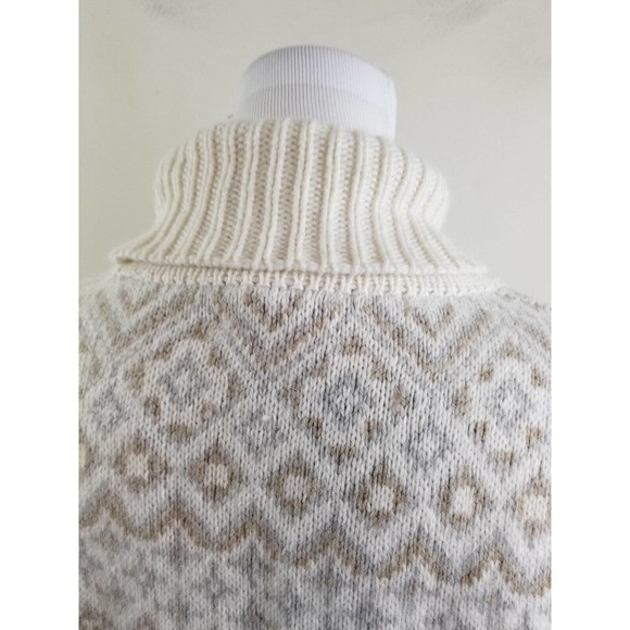 Vineyard Vines Sweater Turtleneck Pullover Wool Cashmere Fair Aisle Ivory Medium - Picture 6 of 7